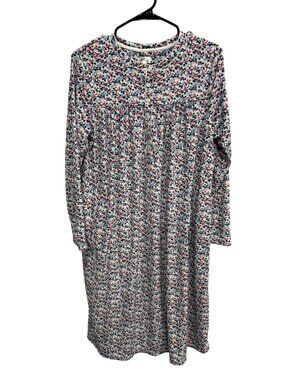 Aria Collection Medium Floral Print Long Sleeve Nightgown Cottagecore Grandma